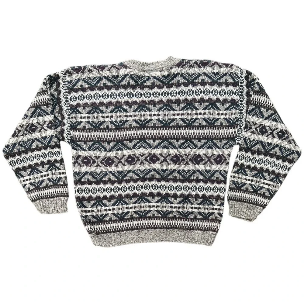 Vintage 90s Fair Isle Grandpa Sweater David Taylor - Size Large